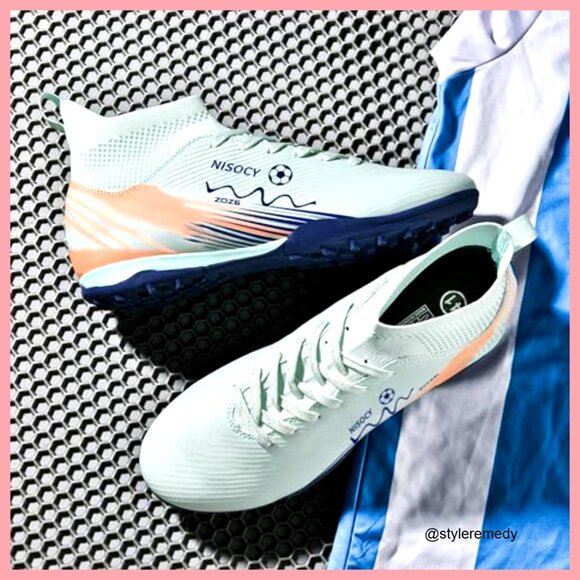 Faux Leather High-Top Soccer Cleats with Rubber Sole, Lace-Up main image 6